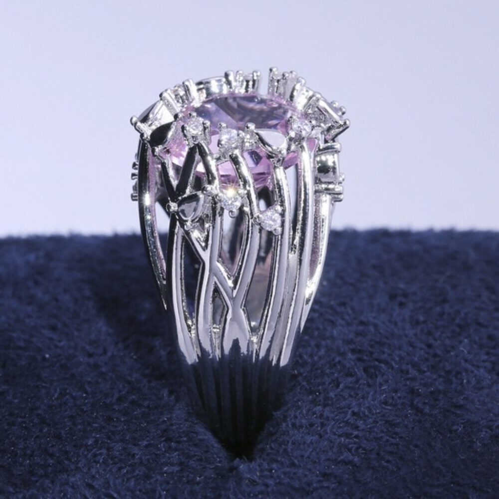 Brand New 925 Silver Oval Cut Pink Sapphire Ring - Picture 2 of 4